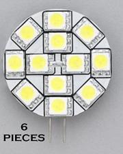 RV Marine Trailer Part Replacement LED Bulb G4 Warm White Side PIN 1.2" D 6 PCS